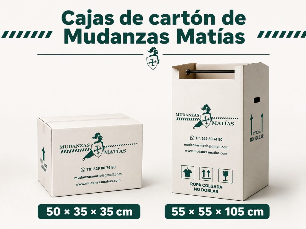 cajas de cartón de Mudanzas Matías